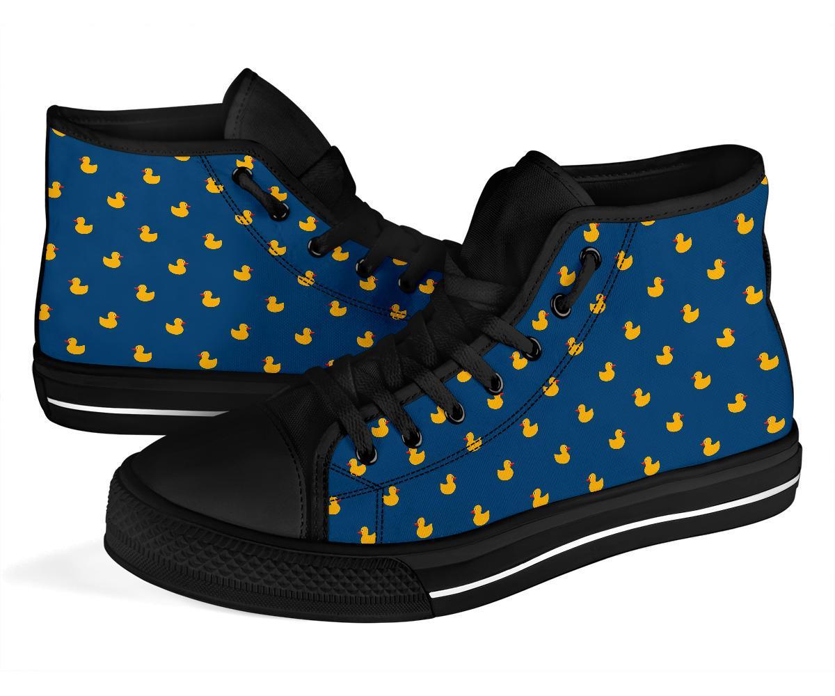 Rubber Duck Polka Dot Pattern Print Men Women's High Top Shoes-grizzshop