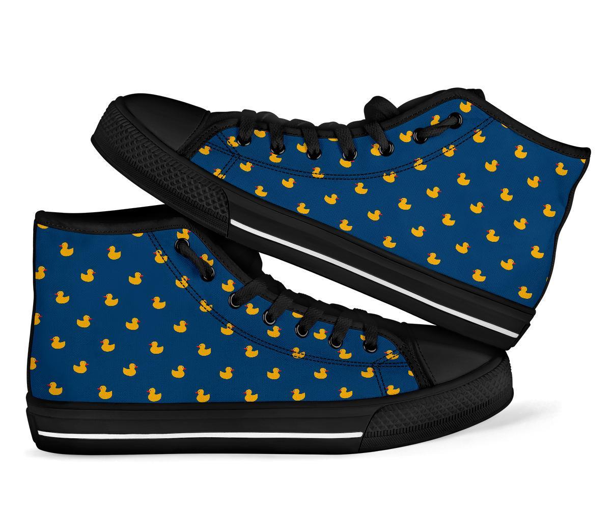 Rubber Duck Polka Dot Pattern Print Men Women's High Top Shoes-grizzshop