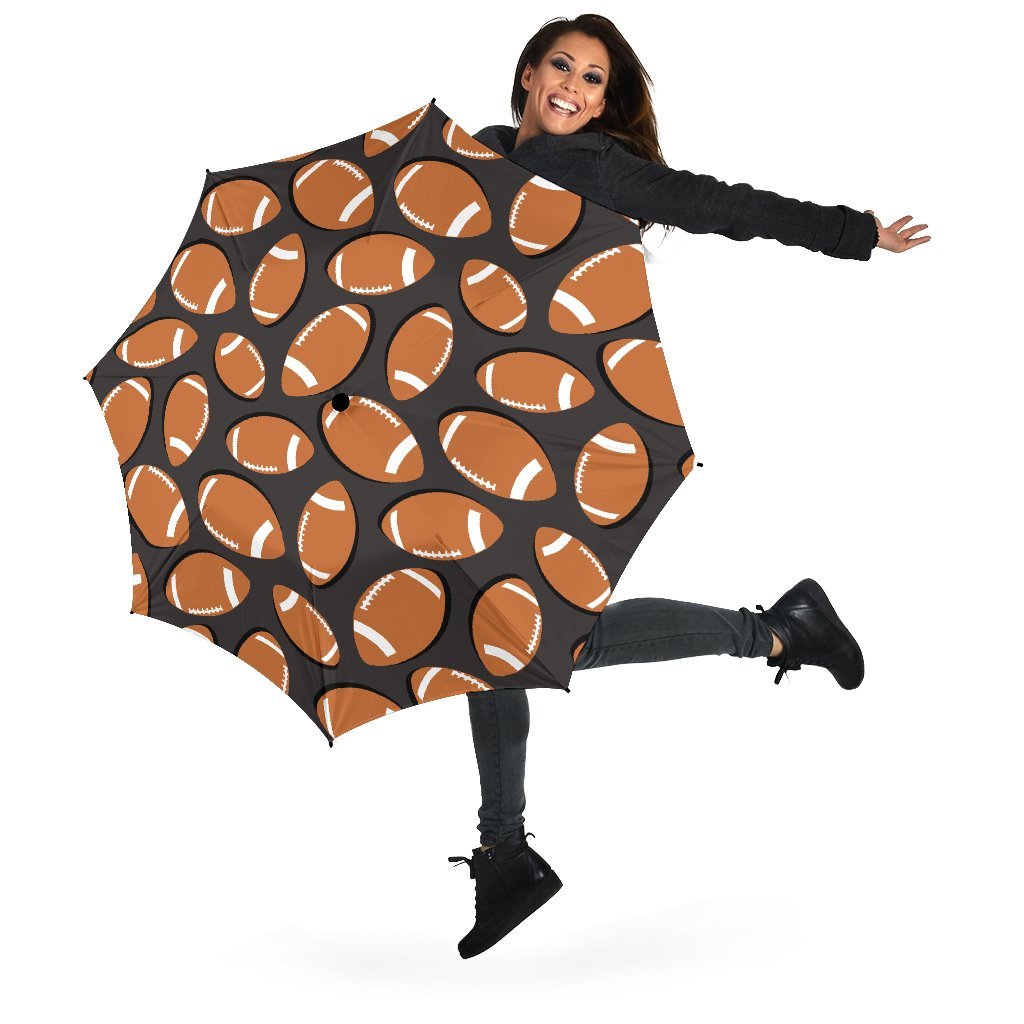 Rugby Ball American Football Print Pattern Automatic Foldable Umbrella-grizzshop