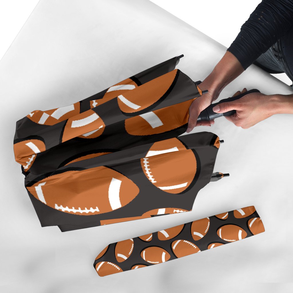 Rugby Ball American Football Print Pattern Automatic Foldable Umbrella-grizzshop