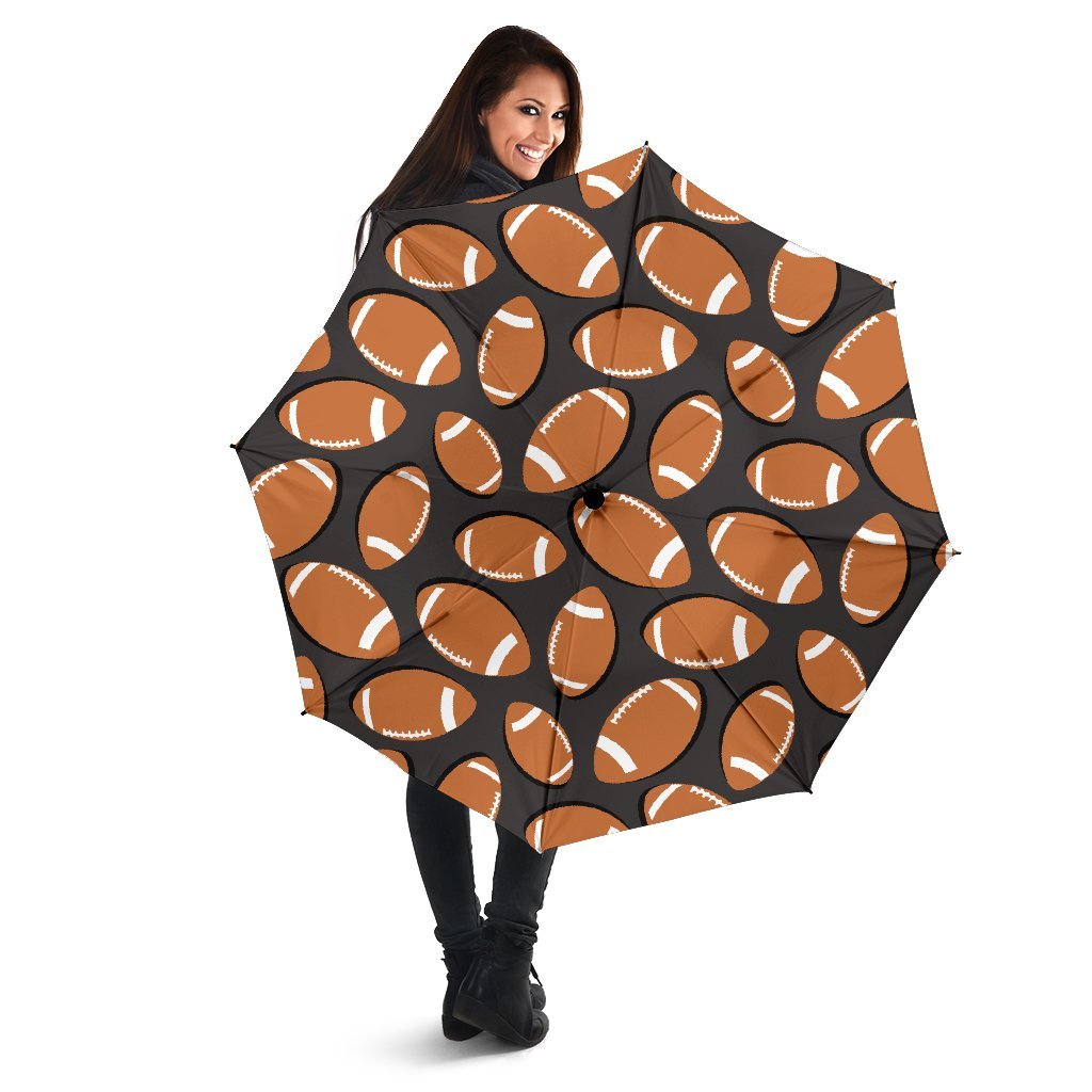 Rugby Ball American Football Print Pattern Automatic Foldable Umbrella-grizzshop