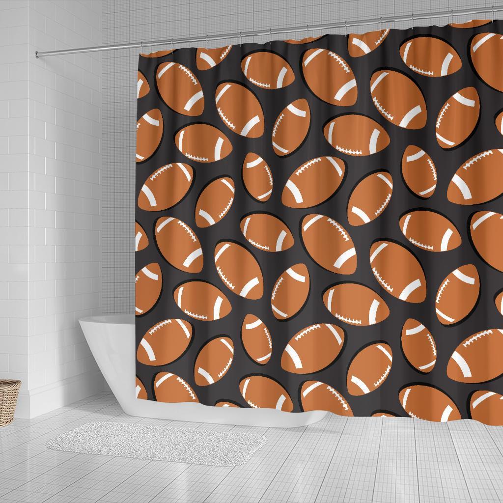 Rugby Ball American Football Print Pattern Bathroom Shower Curtain-grizzshop