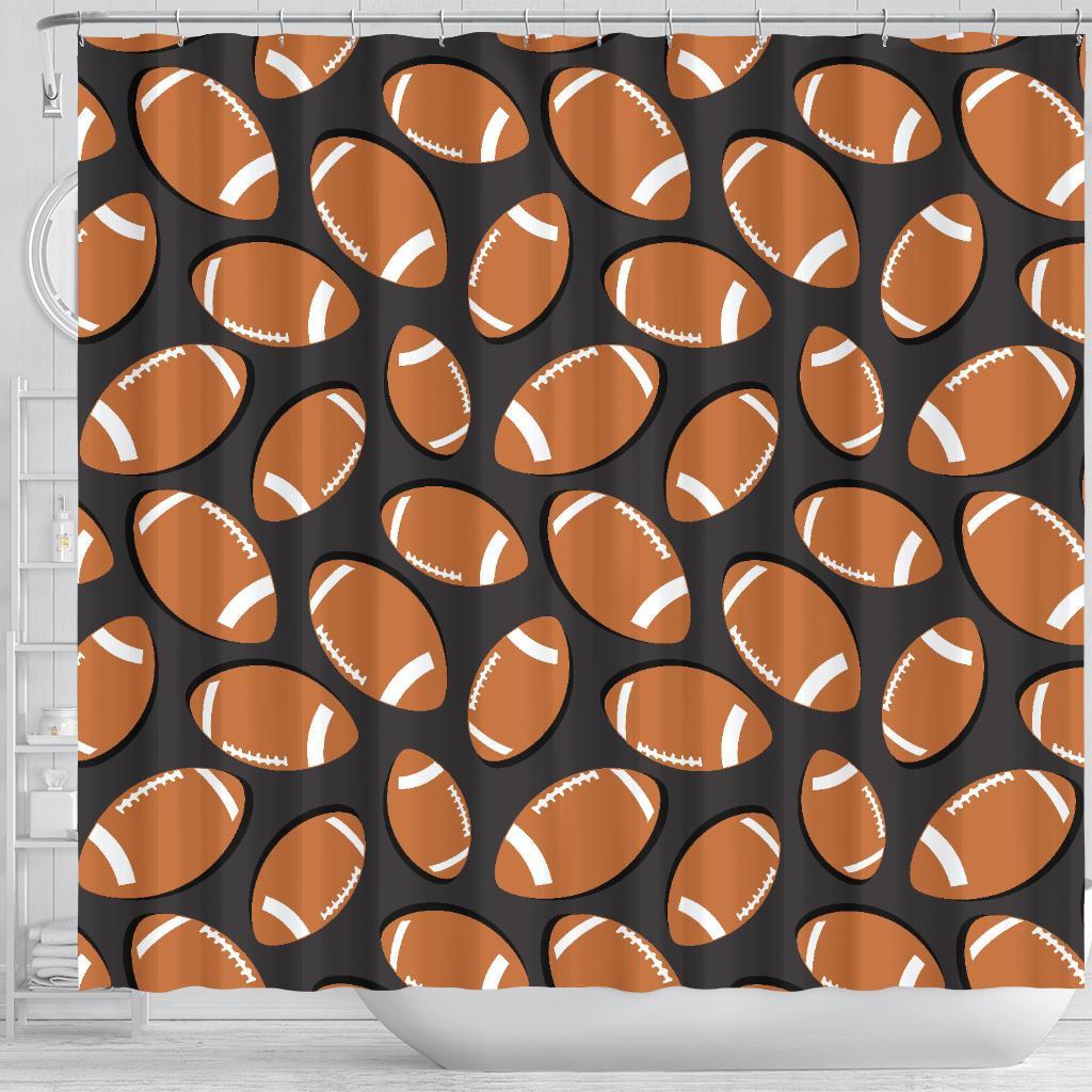 Rugby Ball American Football Print Pattern Bathroom Shower Curtain-grizzshop