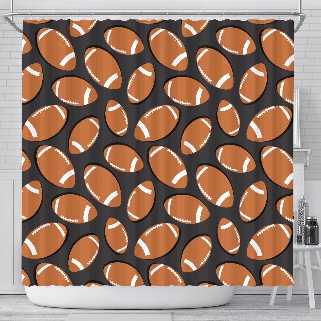 Rugby Ball American Football Print Pattern Bathroom Shower Curtain-grizzshop