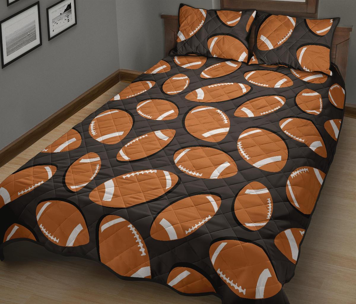 Rugby Ball American Football Print Pattern Bed Set Quilt-grizzshop