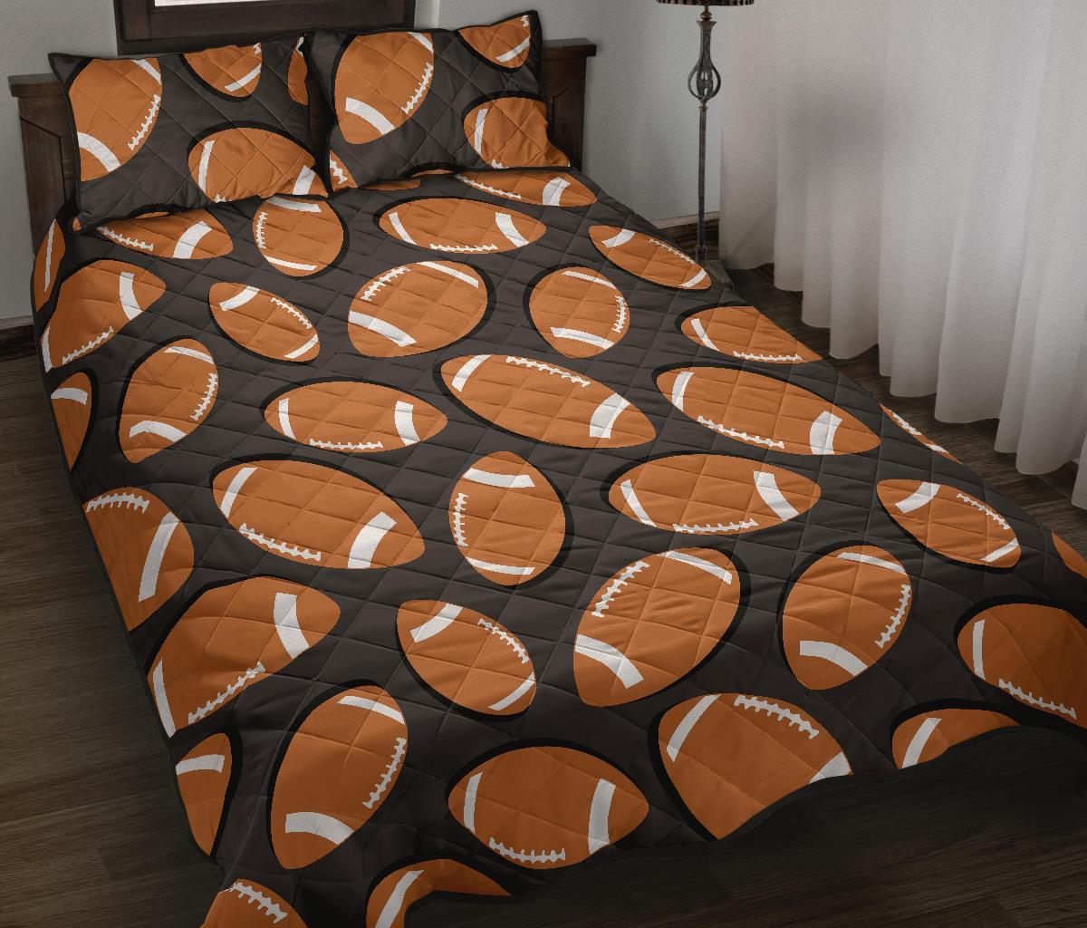 Rugby Ball American Football Print Pattern Bed Set Quilt-grizzshop