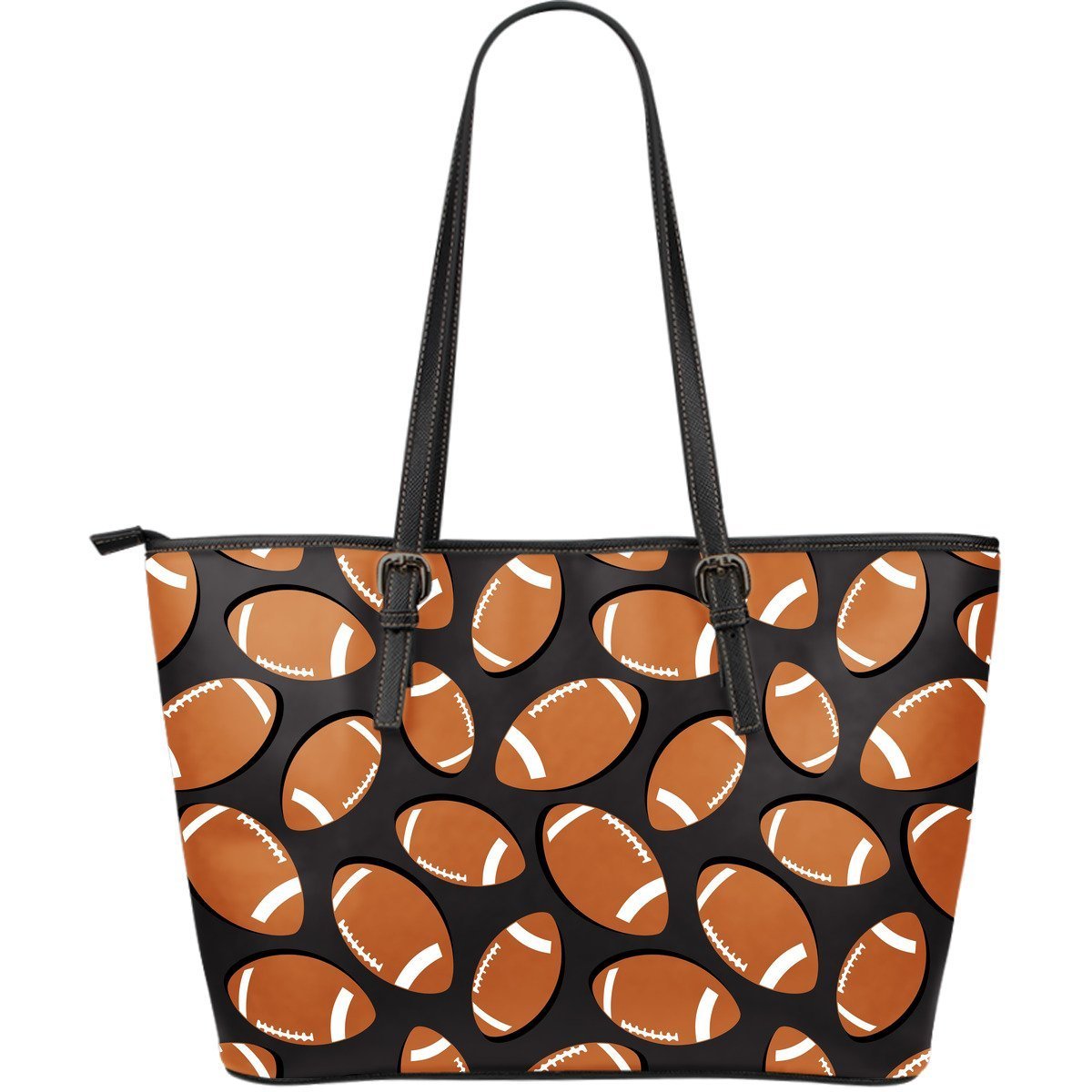 Rugby Ball American Football Print Pattern Leather Tote Bag-grizzshop