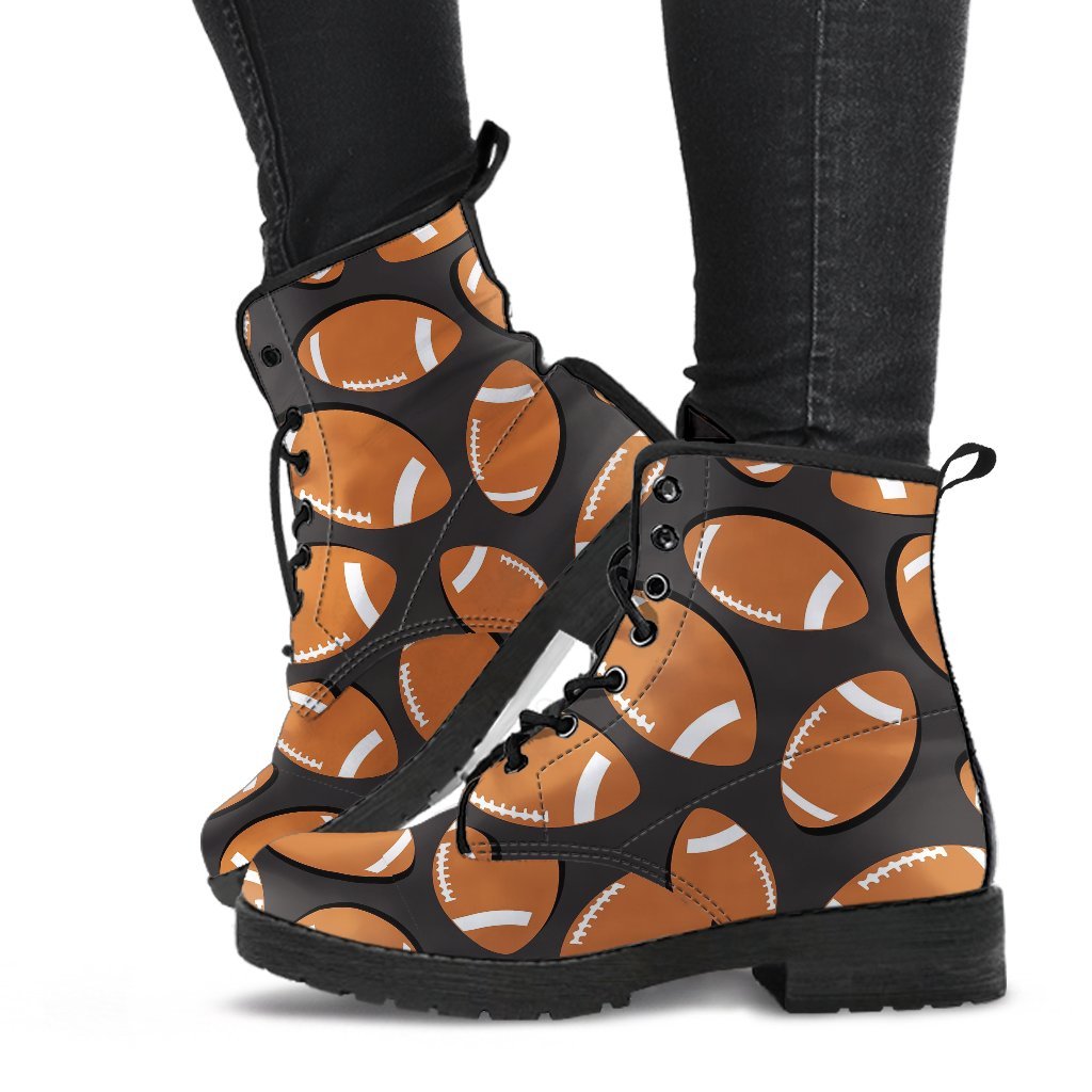 Rugby Ball American Football Print Pattern Men Women Leather Boots-grizzshop