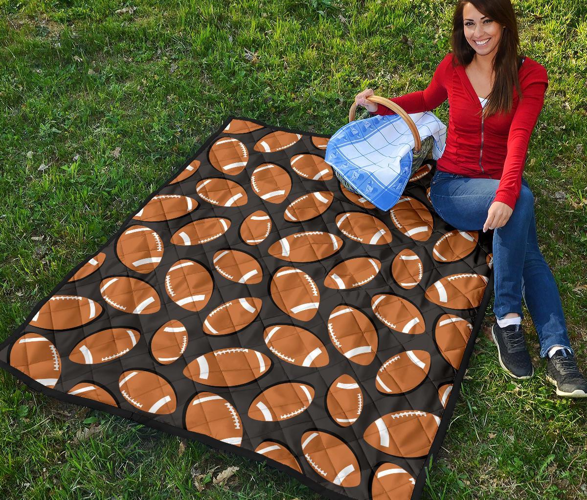 Rugby Ball American Football Print Pattern Quilt-grizzshop