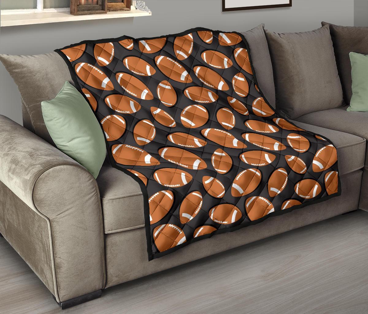 Rugby Ball American Football Print Pattern Quilt-grizzshop