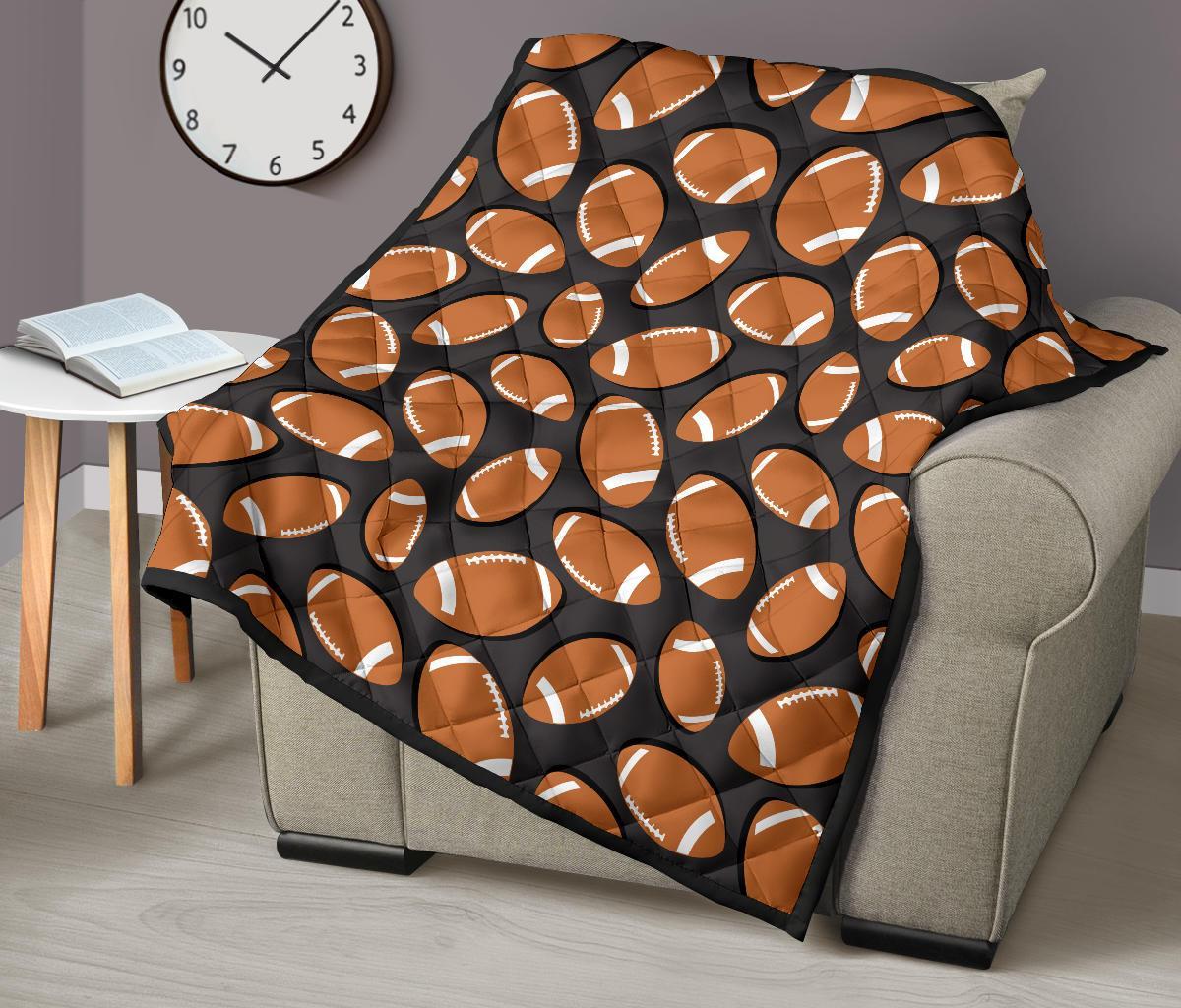 Rugby Ball American Football Print Pattern Quilt-grizzshop