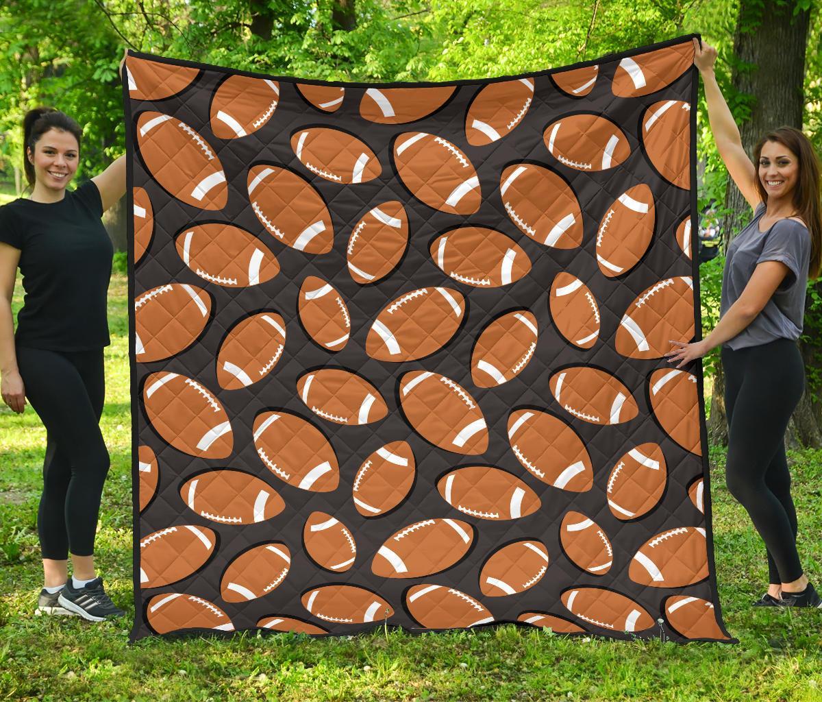 Rugby Ball American Football Print Pattern Quilt-grizzshop