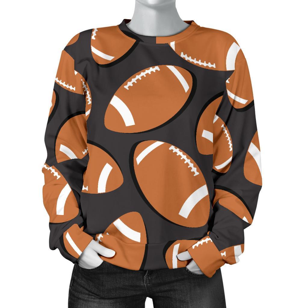 Rugby Ball American Football Print Pattern Women's Sweatshirt-grizzshop