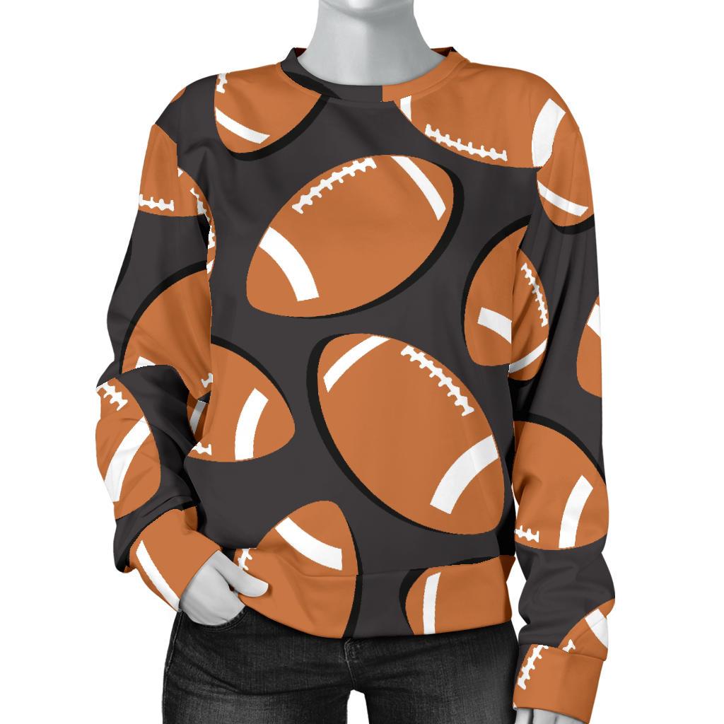 Rugby Ball American Football Print Pattern Women's Sweatshirt-grizzshop