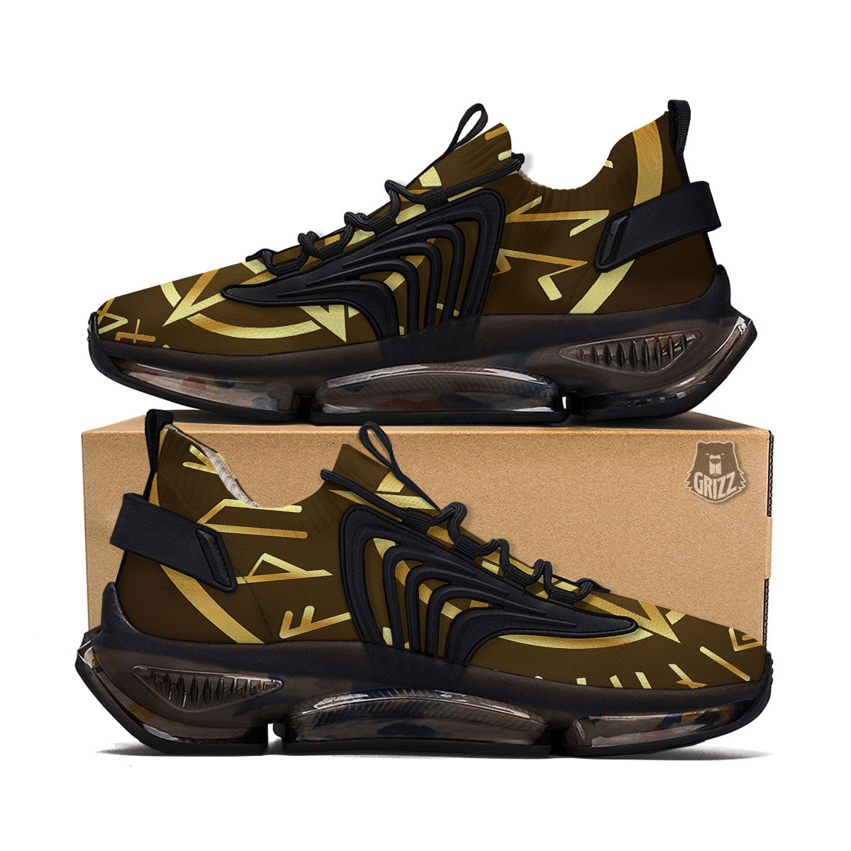 Runes Pentagram Viking Nordic Print Black Gym Shoes-grizzshop