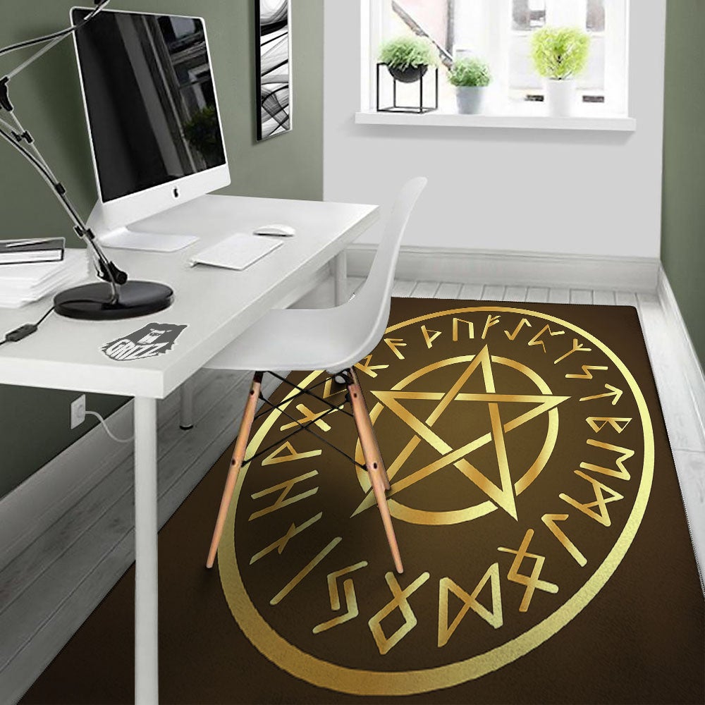 Runes Pentagram Viking Nordic Print Floor Mat-grizzshop