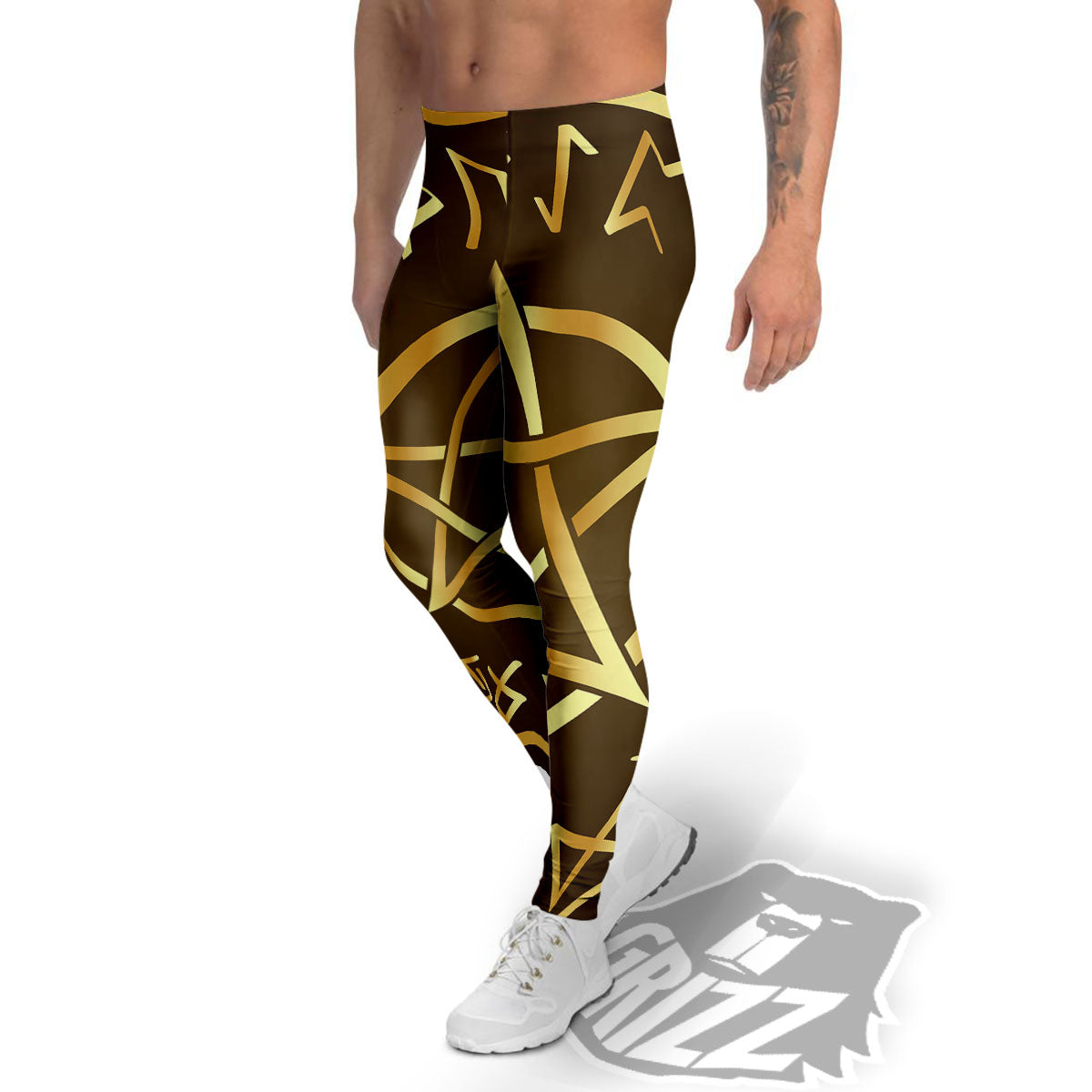 Runes Pentagram Viking Nordic Print Men's Leggings-grizzshop