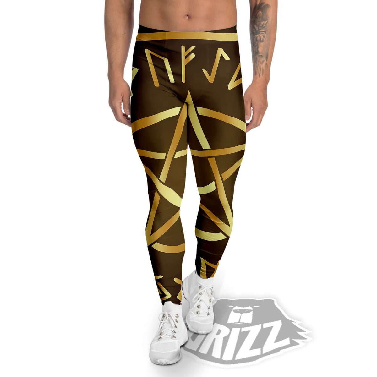 Runes Pentagram Viking Nordic Print Men's Leggings-grizzshop