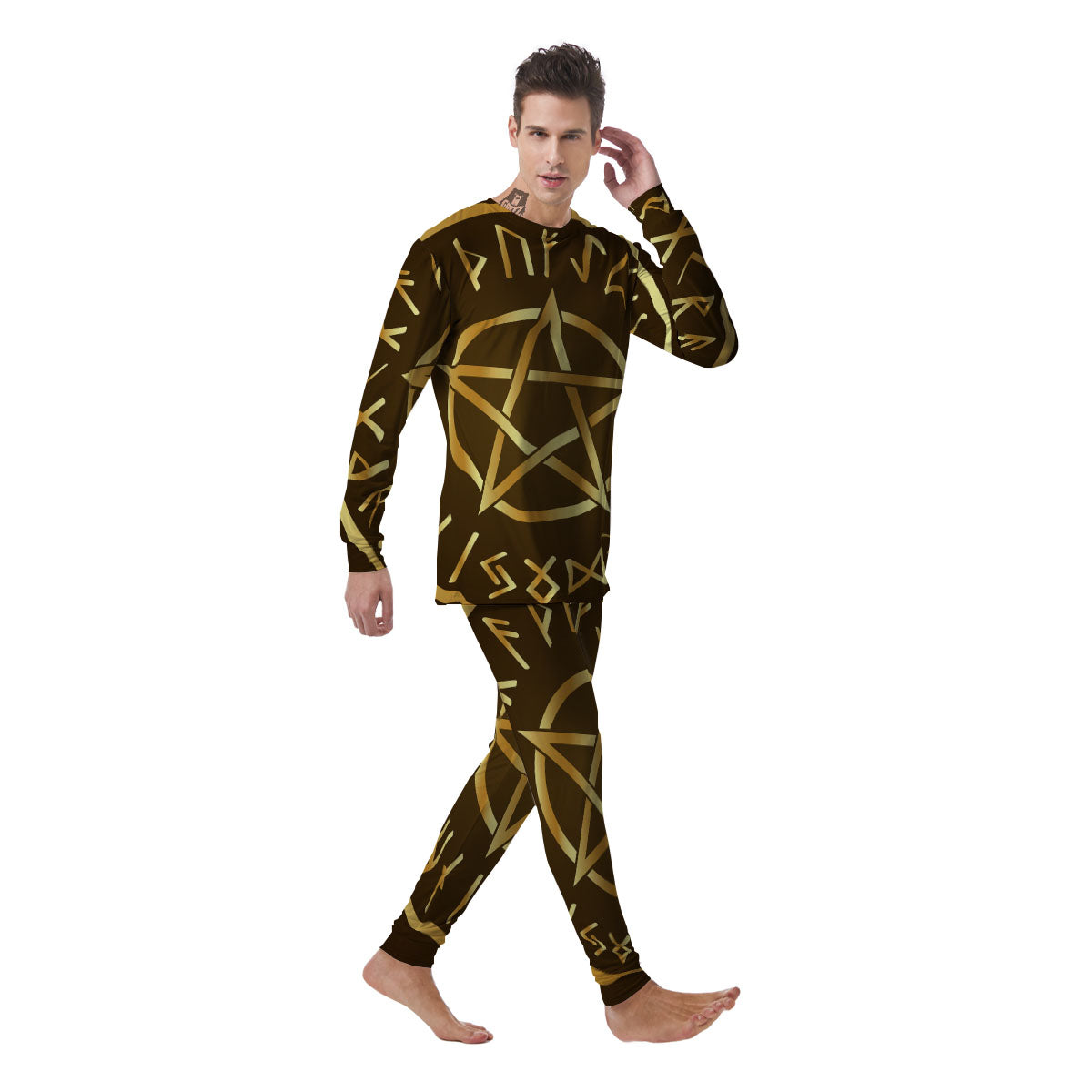 Runes Pentagram Viking Nordic Print Men's Pajamas-grizzshop