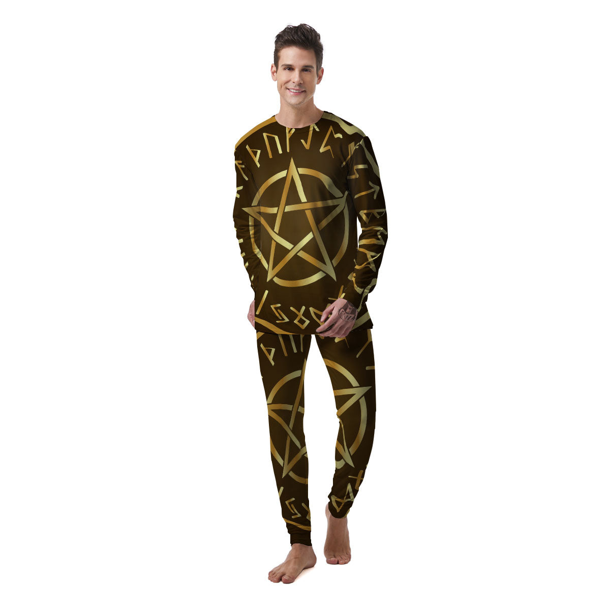 Runes Pentagram Viking Nordic Print Men's Pajamas-grizzshop