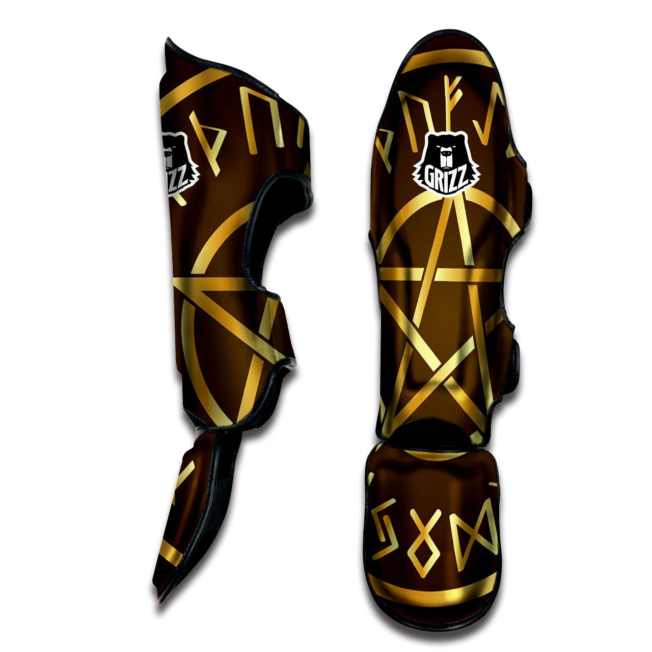 Runes Pentagram Viking Nordic Print Muay Thai Shin Guards-grizzshop