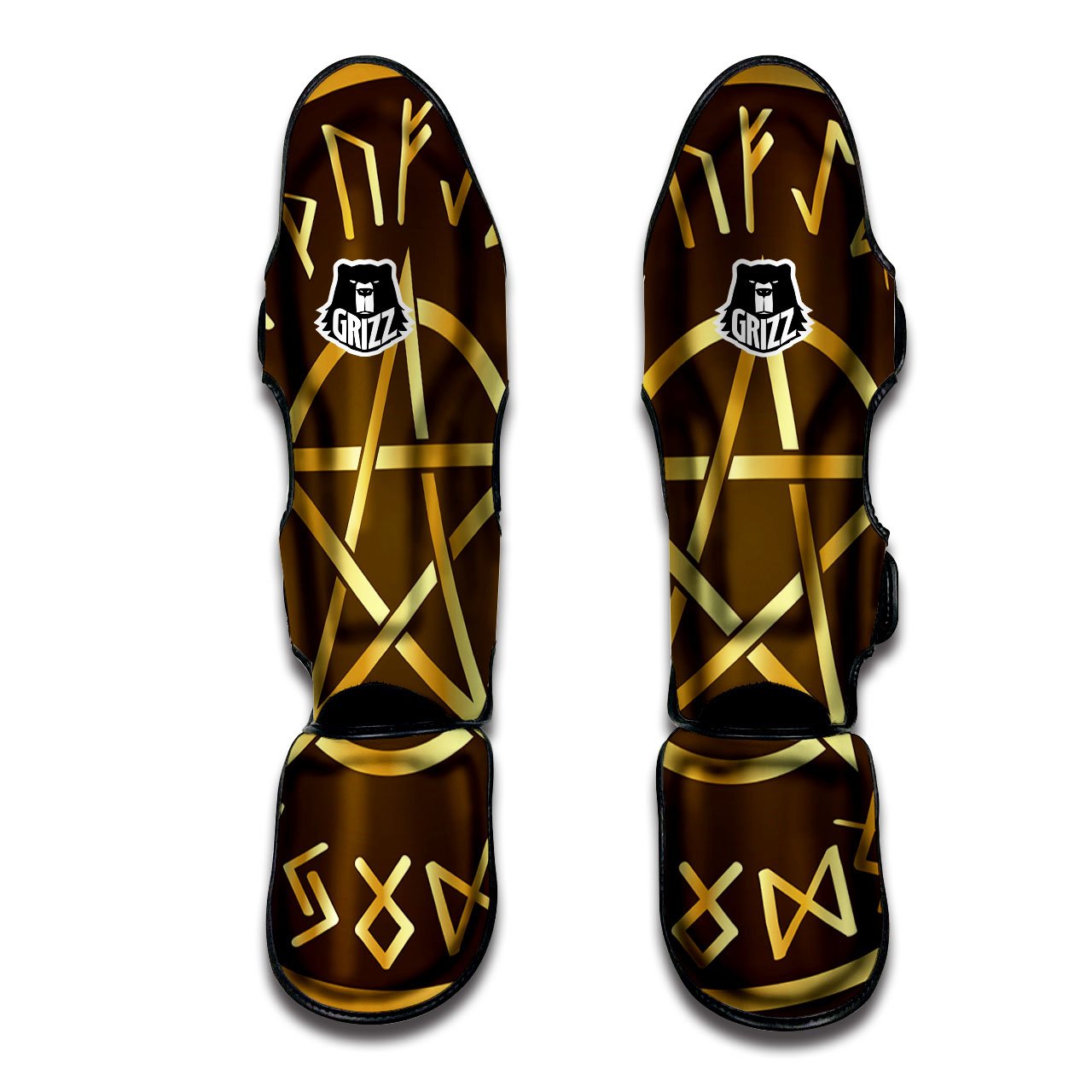 Runes Pentagram Viking Nordic Print Muay Thai Shin Guards-grizzshop