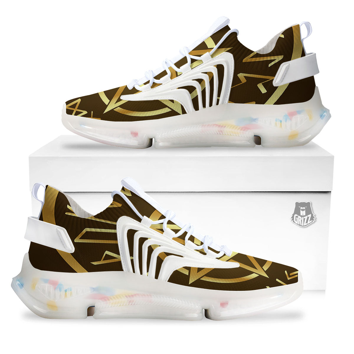 Runes Pentagram Viking Nordic Print White Gym Shoes-grizzshop