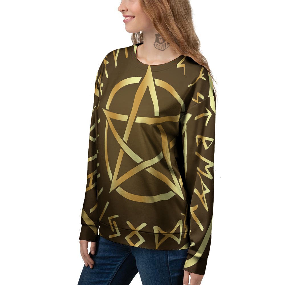 Runes Pentagram Viking Nordic Print Women's Sweatshirt-grizzshop