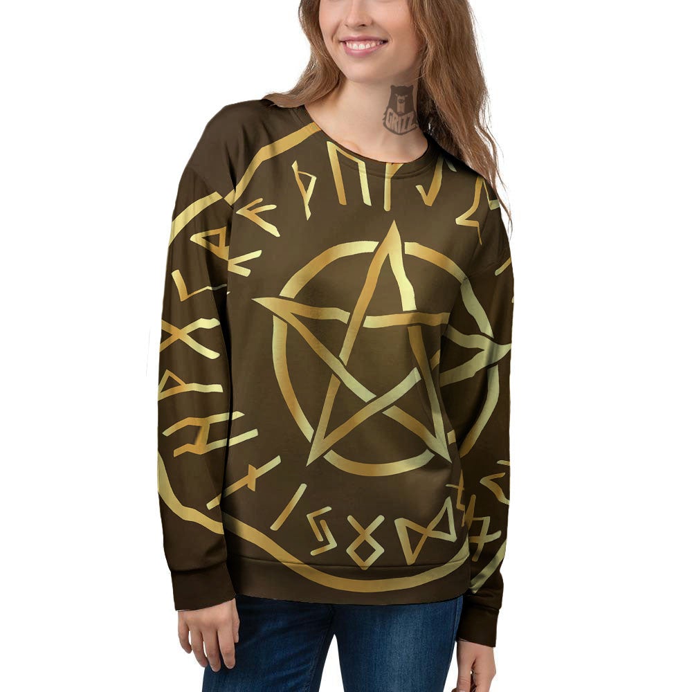 Runes Pentagram Viking Nordic Print Women's Sweatshirt-grizzshop