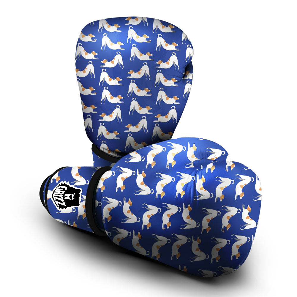 Russell Terrier Blue Jack Print Pattern Boxing Gloves-grizzshop
