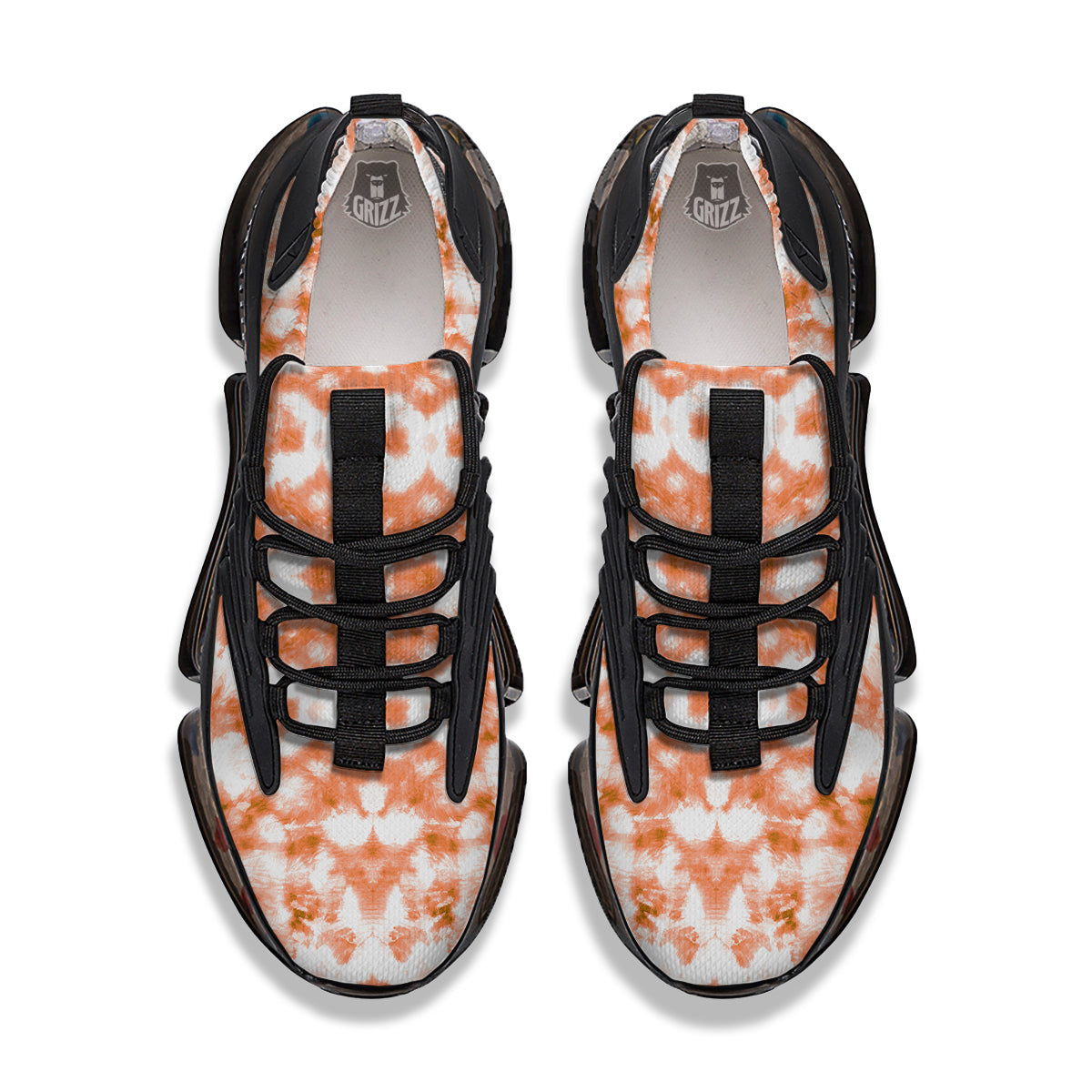 Rusty Tie Dye Orange Watercolor Print Black Gym Shoes-grizzshop