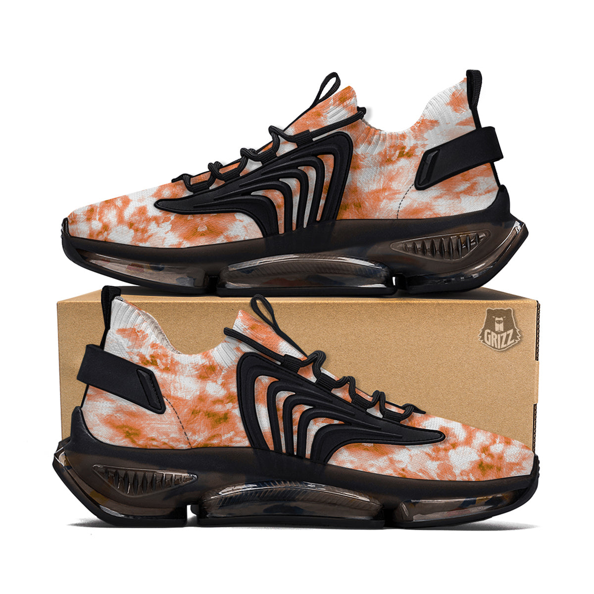 Rusty Tie Dye Orange Watercolor Print Black Gym Shoes-grizzshop