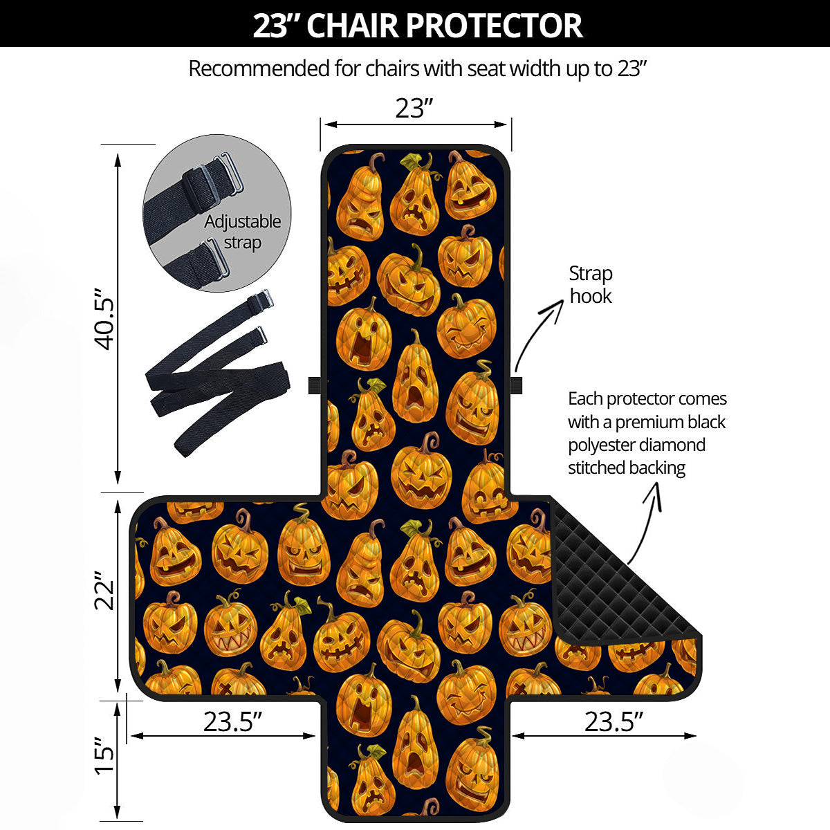 Sacry Halloween Pumpkins Print Pattern Armchair Protector-grizzshop