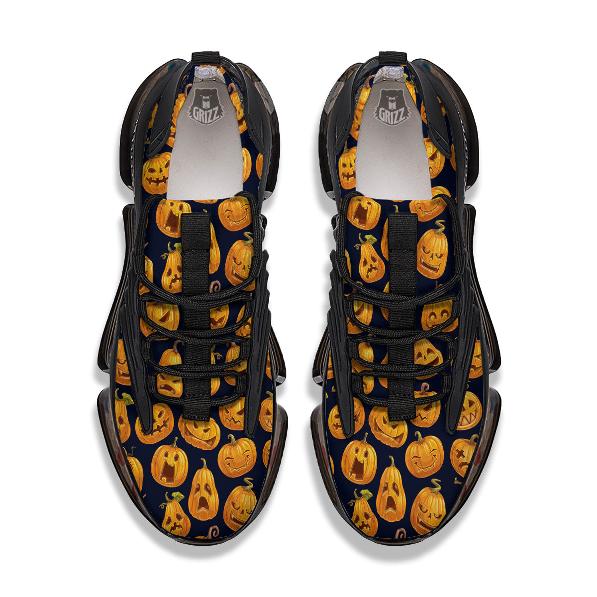 Sacry Halloween Pumpkins Print Pattern Black Gym Shoes-grizzshop