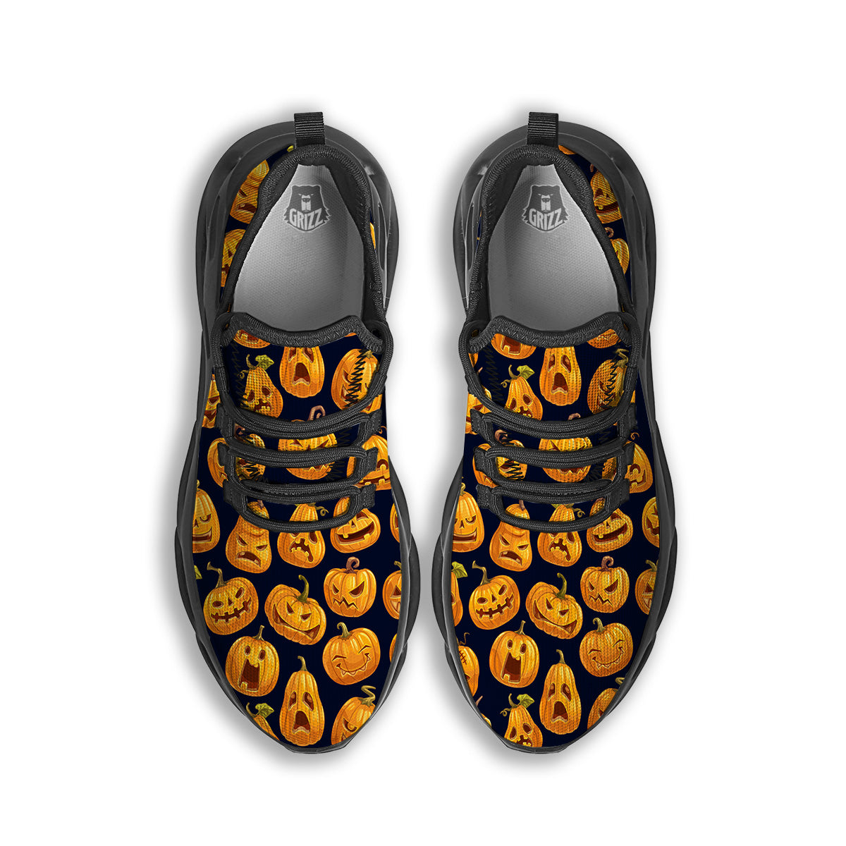 Sacry Halloween Pumpkins Print Pattern Black Running Shoes-grizzshop