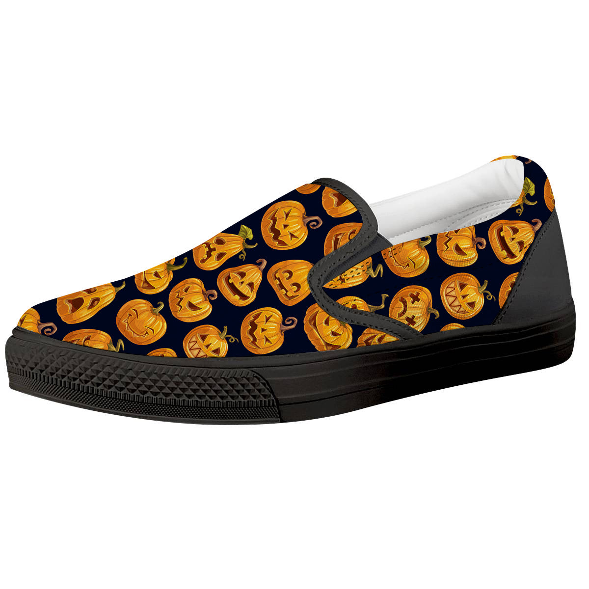 Sacry Halloween Pumpkins Print Pattern Black Slip On Shoes-grizzshop