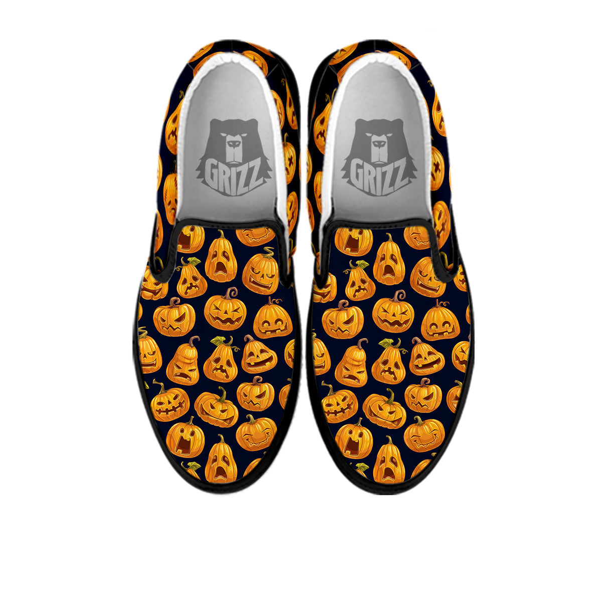 Sacry Halloween Pumpkins Print Pattern Black Slip On Shoes-grizzshop