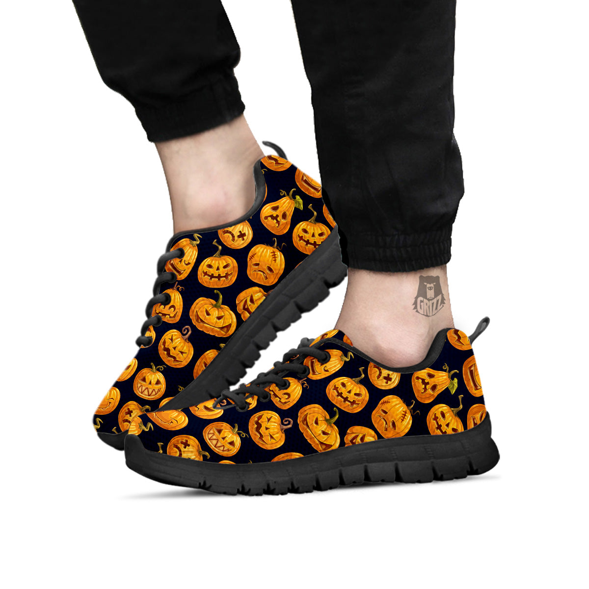 Sacry Halloween Pumpkins Print Pattern Black Sneaker-grizzshop