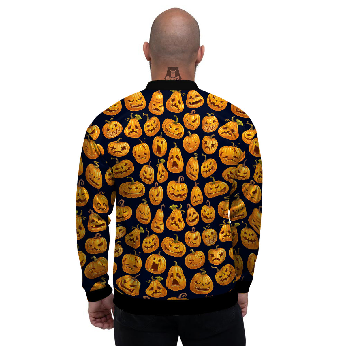 Sacry Halloween Pumpkins Print Pattern Men's Bomber Jacket-grizzshop