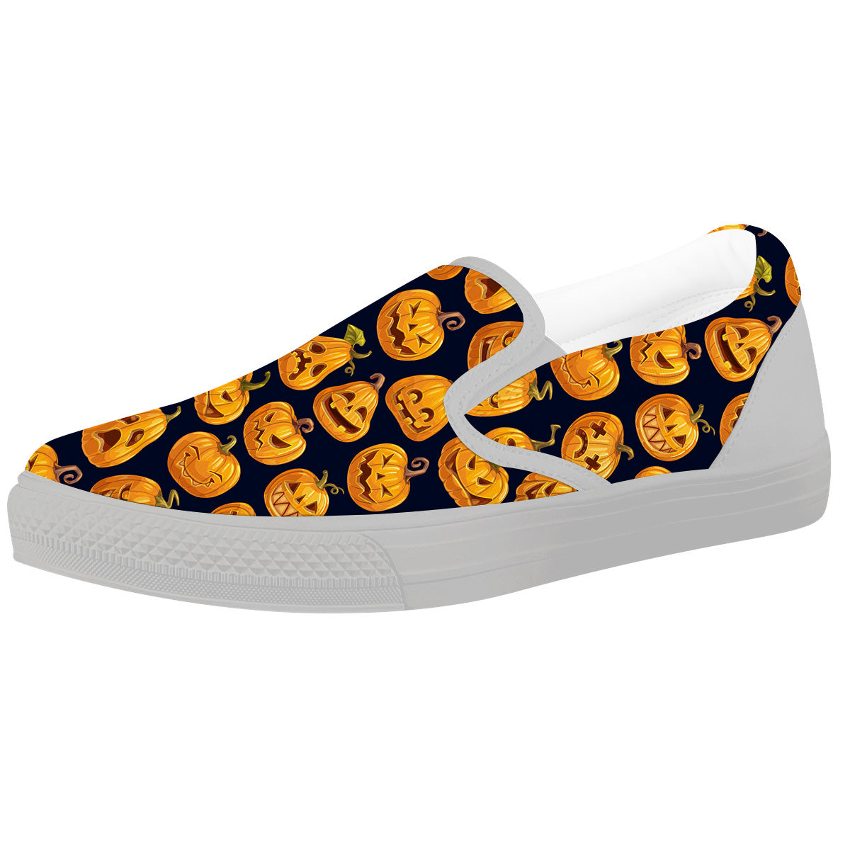 Sacry Halloween Pumpkins Print Pattern White Slip On Shoes-grizzshop