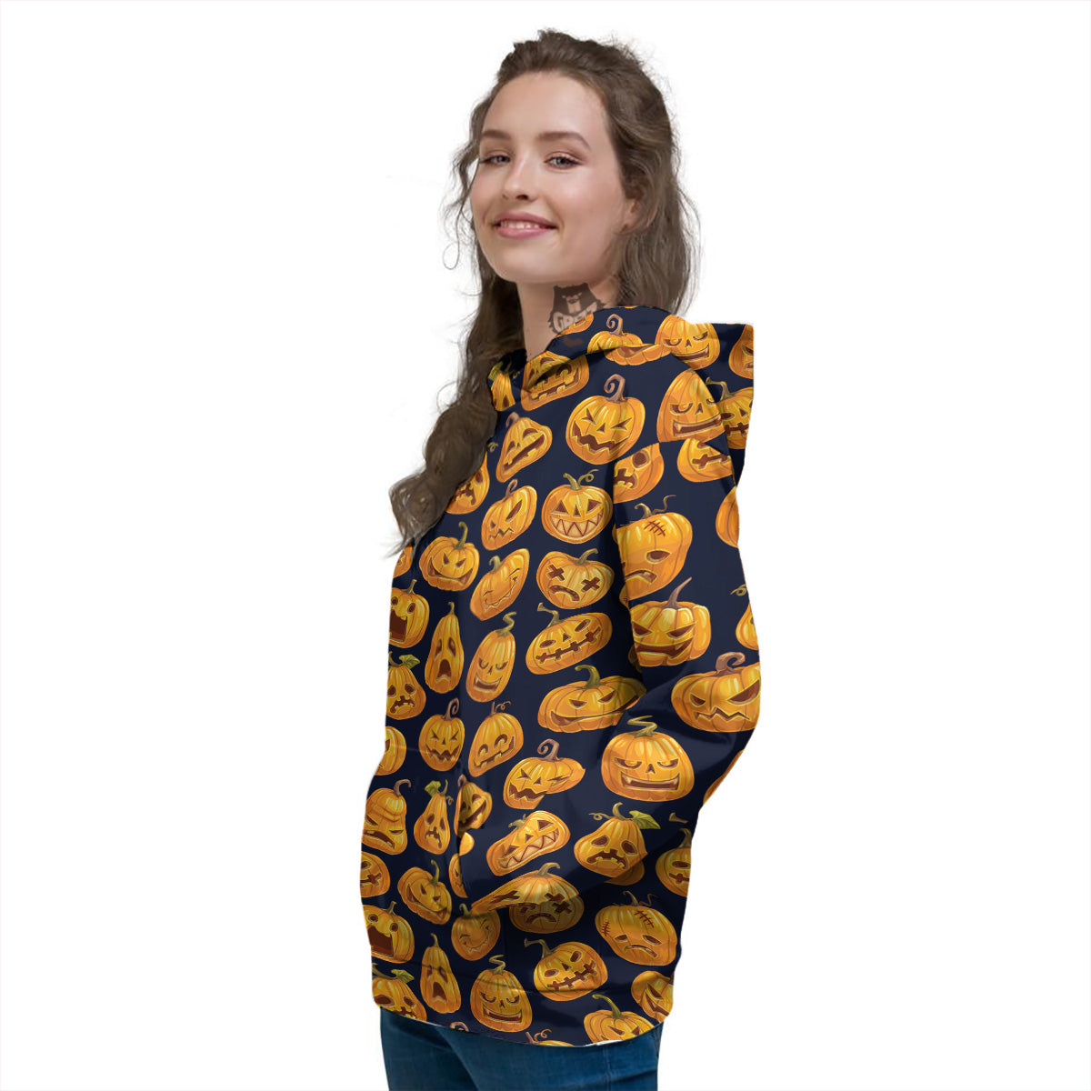 Sacry Halloween Pumpkins Print Pattern Women's Hoodie-grizzshop