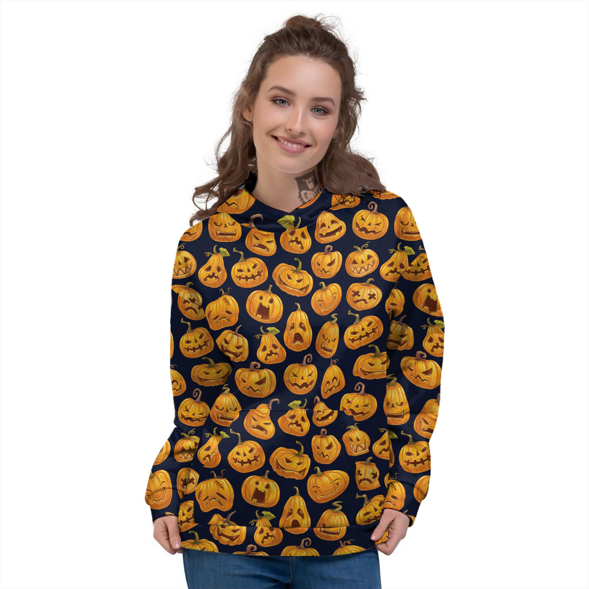 Sacry Halloween Pumpkins Print Pattern Women's Hoodie-grizzshop