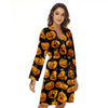 Sacry Halloween Pumpkins Print Pattern Women's Robe-grizzshop