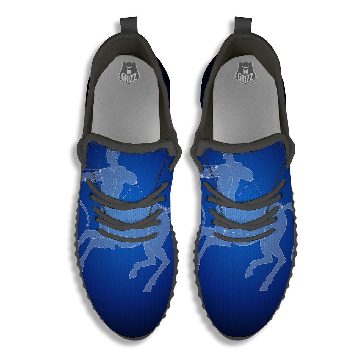 Sagittarius Constellation Print Black Walking Shoes-grizzshop