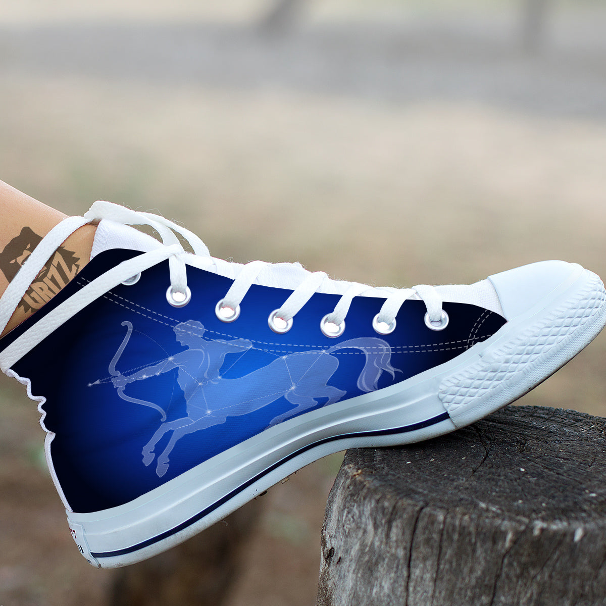 Sagittarius Constellation Print White High Top Shoes-grizzshop