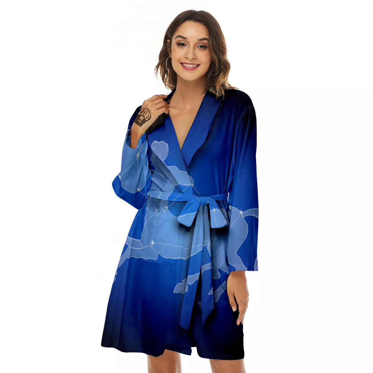 Sagittarius Constellation Print Women's Robe-grizzshop