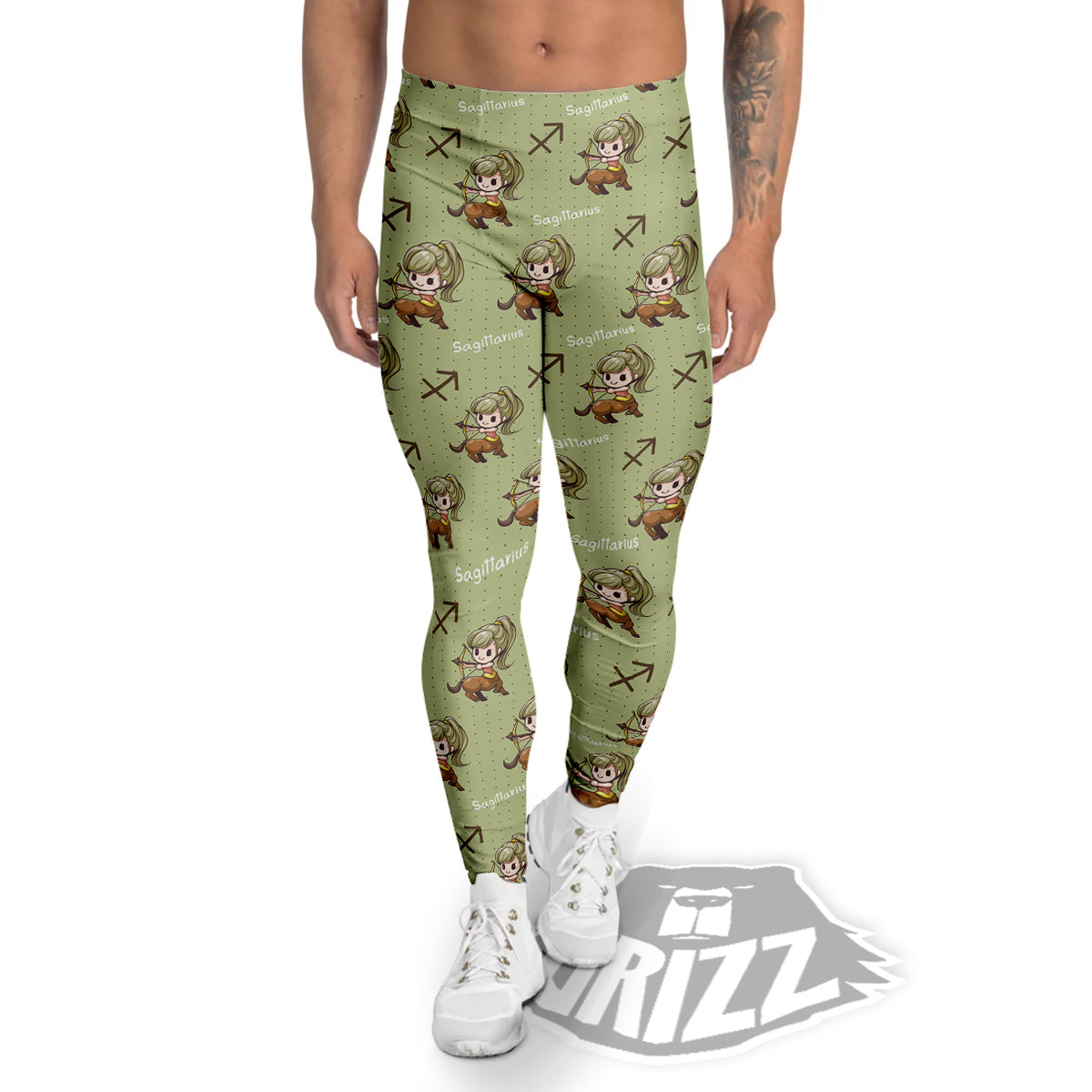 Sagittarius Cute Cartoon Print Pattern Men's Leggings-grizzshop