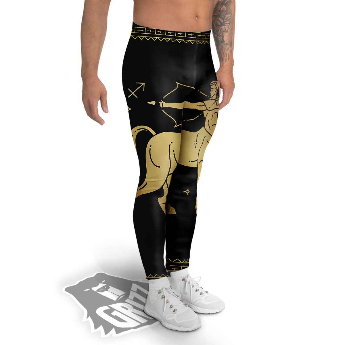 Sagittarius Sign Astrological Print Men's Leggings-grizzshop