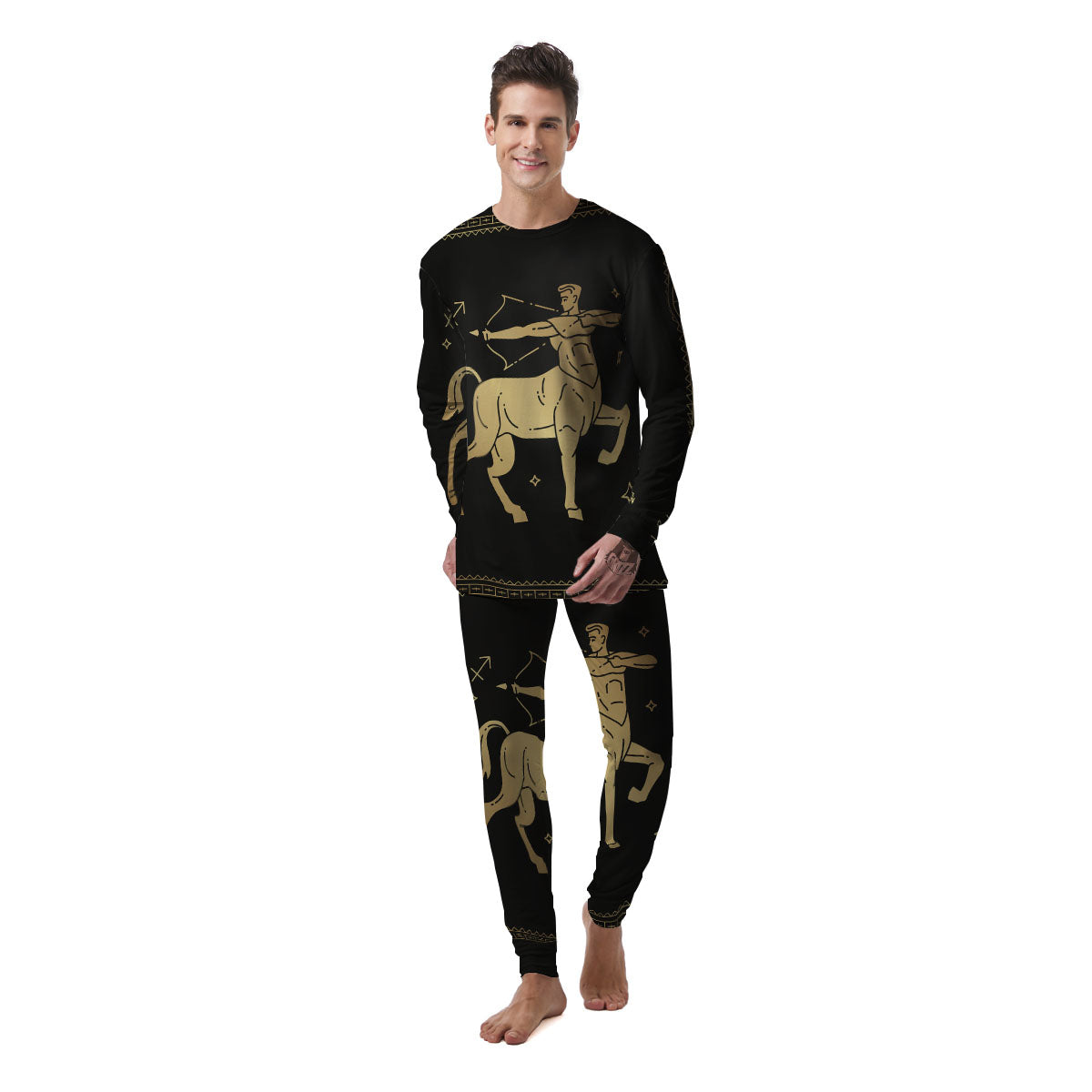 Sagittarius Sign Astrological Print Men's Pajamas-grizzshop