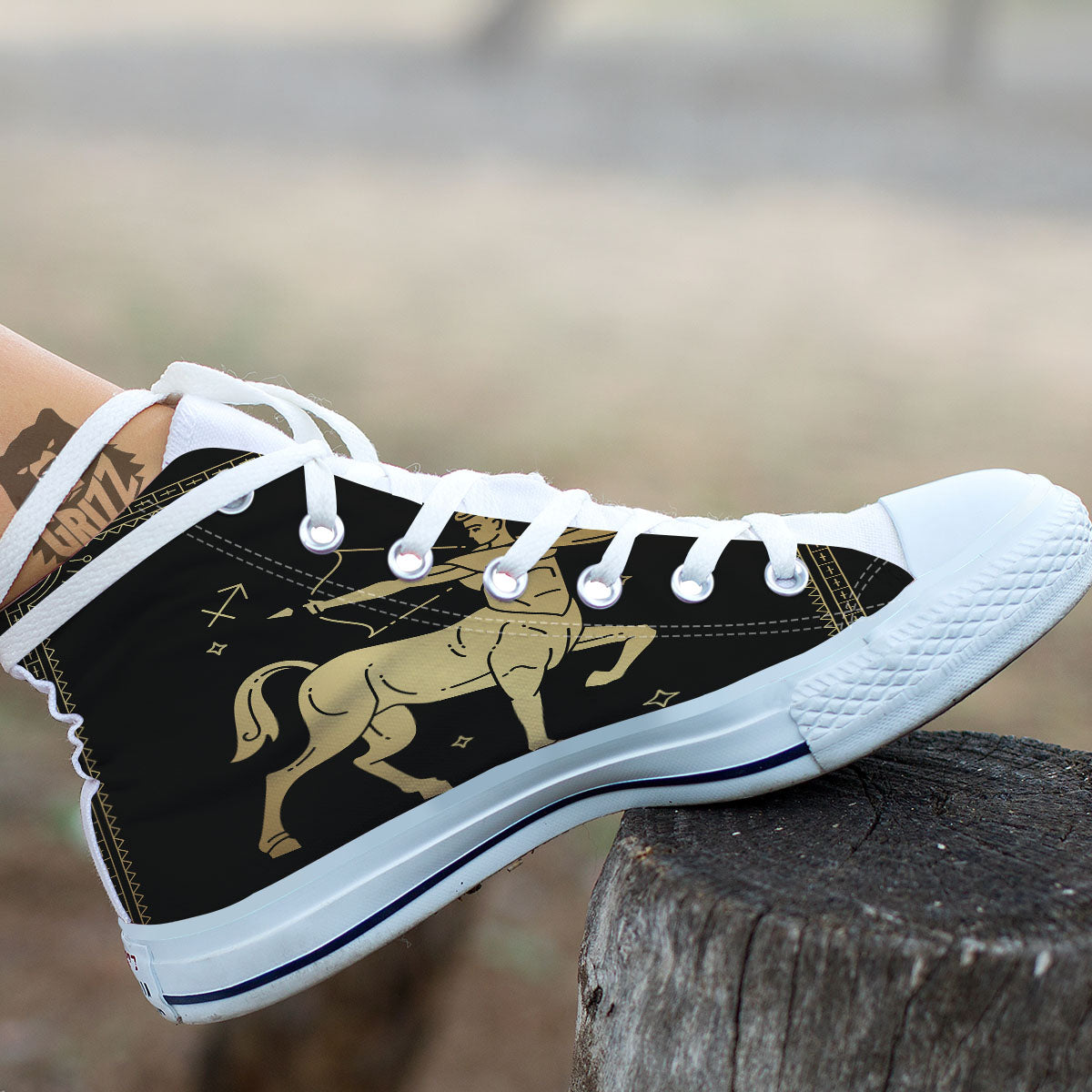 Sagittarius Sign Astrological Print White High Top Shoes-grizzshop